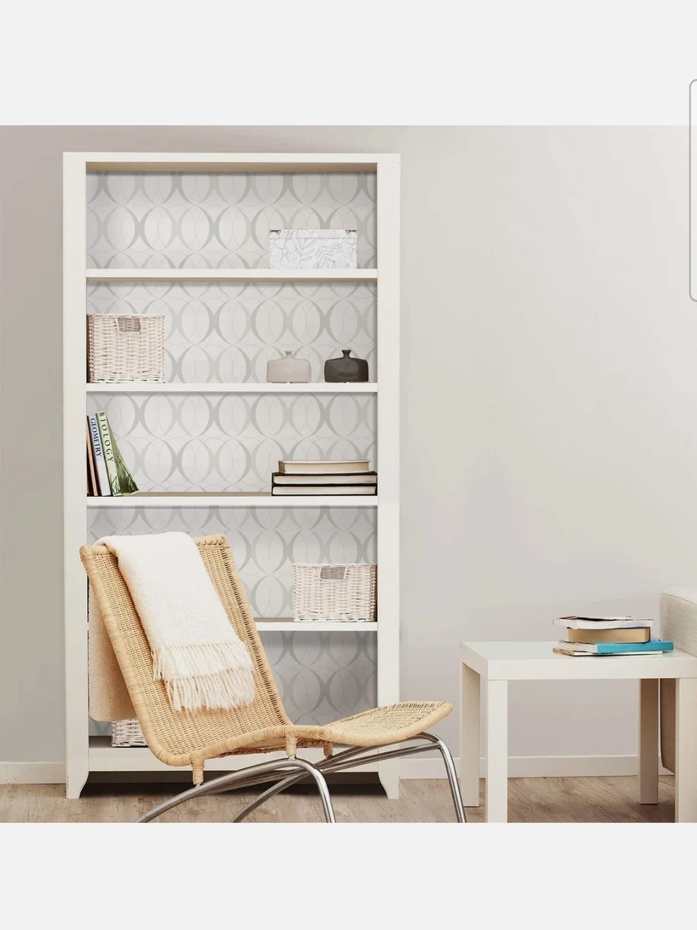 NuWallpaper NU1074 Neutral Circulate White Siver Peel & Stick Wallpaper